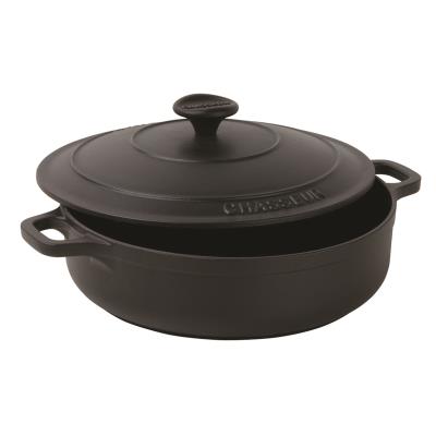 La Brunoise Cocotte professionnelle ronde basse noire avec couvercle - Largeur 200mm - Publicité La Brunoise Cocotte professionnelle ronde basse noire avec couvercle - Largeur 200mm - Publicité