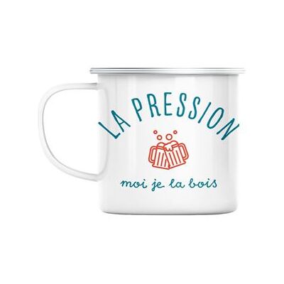 Non communiqué Mug en métal émaillé La pression je la bois apéro Blanc - Publicité Non communiqué Mug en métal émaillé La pression je la bois apéro Blanc - Publicité