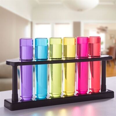 Lot de 6 verres à shot en forme de tubes à essais - Plastique 40ml - Publicité Lot de 6 verres à shot en forme de tubes à essais - Plastique 40ml - Publicité