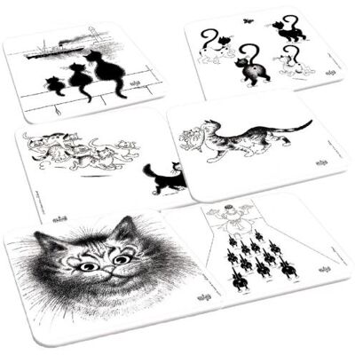 Les Chats de Dubout Set de 6 sous-verre Les chats par Dubout - Publicité Les Chats de Dubout Set de 6 sous-verre Les chats par Dubout - Publicité