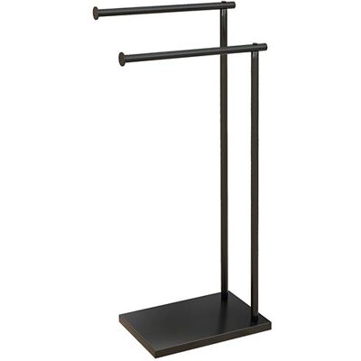 Non communiqué Porte-serviettes sur pied 2 niveaux dim. 35,5L x 20l x 78H cm métal noir Noir - Publicité Non communiqué Porte-serviettes sur pied 2 niveaux dim. 35,5L x 20l x 78H cm métal noir Noir - Publicité