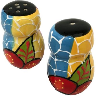 Retro DEL RIO SALADO Set Sel et poivre artisanal - En céramique - Hauteur 8 cm - Diamètre 5 cm MULTICOLORE - Publicité Retro DEL RIO SALADO Set Sel et poivre artisanal - En céramique - Hauteur 8 cm - Diamètre 5 cm MULTICOLORE - Publicité