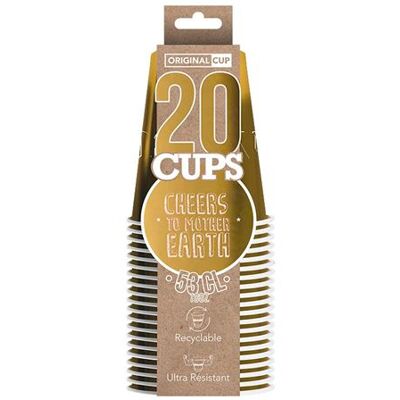 Générique 20 gobelets américain carton 53cl or - original cup pcg53 Jaune - Publicité Générique 20 gobelets américain carton 53cl or - original cup pcg53 Jaune - Publicité