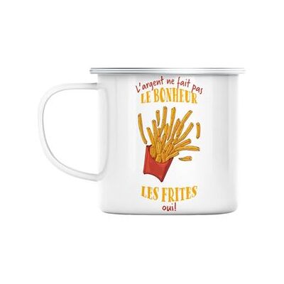 Non communiqué Mug en métal émaillé Frites - l'argent ne fait pas Blanc - Publicité Non communiqué Mug en métal émaillé Frites - l'argent ne fait pas Blanc - Publicité