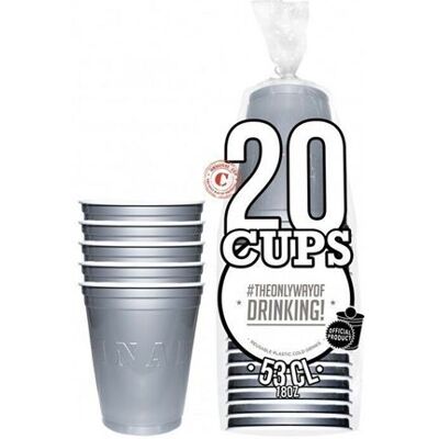 Gobelets en plastique réutilisables argentés - 50cl - Vaisselle de fête - Publicité Gobelets en plastique réutilisables argentés - 50cl - Vaisselle de fête - Publicité