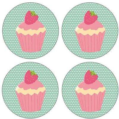 Set de 4 dessous de verres ronds Cupcakes by Cbkreation Multicolore - Publicité Set de 4 dessous de verres ronds Cupcakes by Cbkreation Multicolore - Publicité