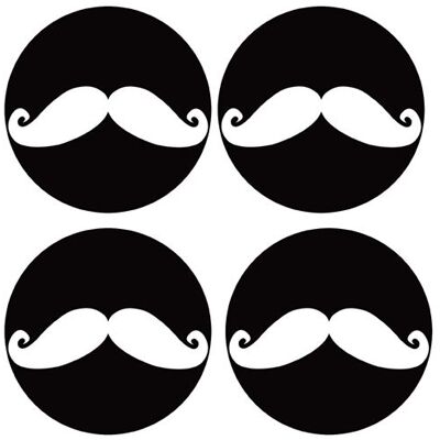 Set de 4 dessous de verres ronds Moustache blanche by Cbkreation Multicolore - Publicité Set de 4 dessous de verres ronds Moustache blanche by Cbkreation Multicolore - Publicité
