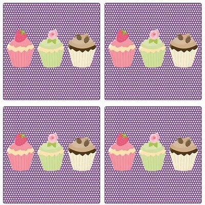 Set de 4 dessous de verres carrés 3 cupcakes by Cbkreation Multicolore - Publicité Set de 4 dessous de verres carrés 3 cupcakes by Cbkreation Multicolore - Publicité