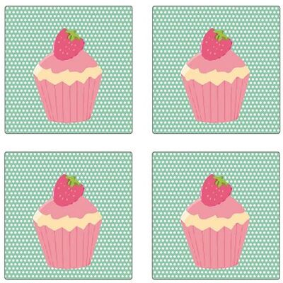 Set de 4 dessous de verres carrés Cupcakes by Cbkreation Multicolore - Publicité Set de 4 dessous de verres carrés Cupcakes by Cbkreation Multicolore - Publicité