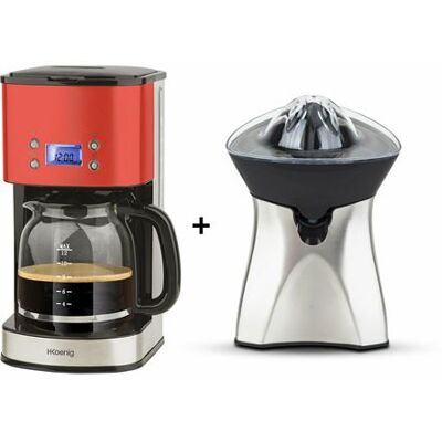 H.KOENIG AGR60 + MG30 Presse-agrumes et Cafetière programmable 1,8L - Publicité H.KOENIG AGR60 + MG30 Presse-agrumes et Cafetière programmable 1,8L - Publicité