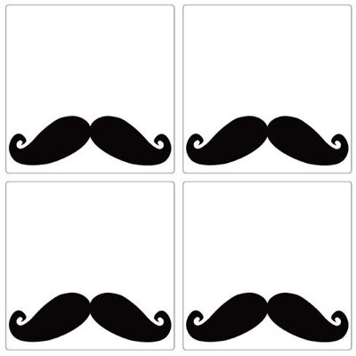 Set de 4 dessous de verres carrés Moustache noire by Cbkreation Multicolore - Publicité Set de 4 dessous de verres carrés Moustache noire by Cbkreation Multicolore - Publicité