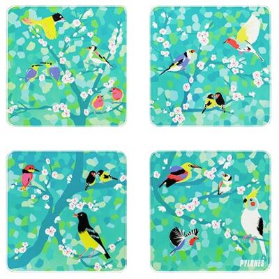 Non communiqué Set de 4 dessous de verre - Sous verre Birds - Pylones Birds - Publicité Non communiqué Set de 4 dessous de verre - Sous verre Birds - Pylones Birds - Publicité