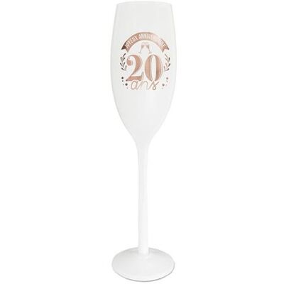 Flûte à Champagne Générique Anniversaire 20 Ans Blanc Rose - Publicité Flûte à Champagne Générique Anniversaire 20 Ans Blanc Rose - Publicité