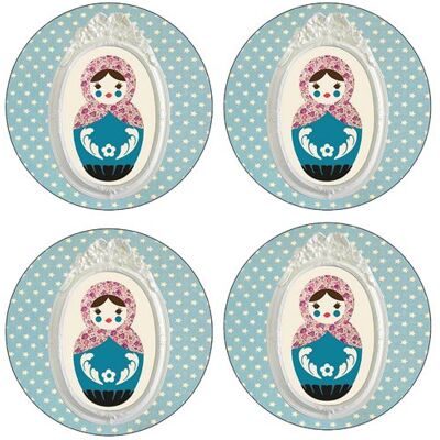 Set de 4 dessous de verres Poupée russe étoilée by Cbkreation Multicolore - Publicité Set de 4 dessous de verres Poupée russe étoilée by Cbkreation Multicolore - Publicité