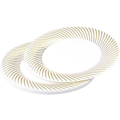 L3C set 6 assiettes blanches avec contour or en ps - ø23cm - Publicité L3C set 6 assiettes blanches avec contour or en ps - ø23cm - Publicité