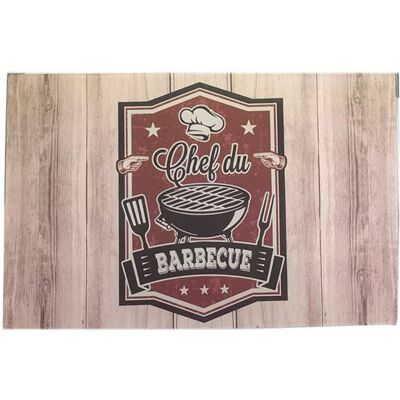 Retro ENESCO Planche de coupe - Chef du Barbec - En verre - 20 x 30 cm BEIGE - Publicité Retro ENESCO Planche de coupe - Chef du Barbec - En verre - 20 x 30 cm BEIGE - Publicité