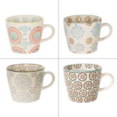 Coffret de 4 tasses Bohème 30 cl - Table Passion - Multicolore - Grès Multicolore - Publicité Coffret de 4 tasses Bohème 30 cl - Table Passion - Multicolore - Grès Multicolore - Publicité