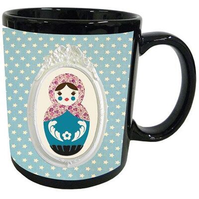 Cbk Mug en céramique noire poupée russe 350 ml Multicolore - Publicité Cbk Mug en céramique noire poupée russe 350 ml Multicolore - Publicité