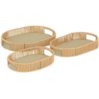 Non communiqué Atmosphera Créateur d'intérieur - Lot de 3 Plateaux Ovales "Ali" 39cm Naturel Naturel - Publicité Non communiqué Atmosphera Créateur d'intérieur - Lot de 3 Plateaux Ovales "Ali" 39cm Naturel Naturel - Publicité