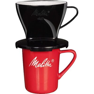 Melitta Kit De Filtration Manuelle, 1 Porte-filtre De Taille 1x2, 1 Mug En Porcelaine (290 Ml), 5 Filtres À Café 1x2, Pour Over, Noir Noir - Publicité Melitta Kit De Filtration Manuelle, 1 Porte-filtre De Taille 1x2, 1 Mug En Porcelaine (290 Ml), 5 Filtres À Café 1x2, Pour Over, Noir Noir - Publicité