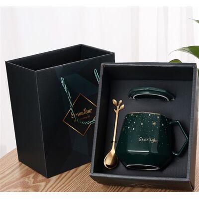 Non communiqué Coffret cadeau mug tasse de café en céramique - vert foncé Vert - Publicité Non communiqué Coffret cadeau mug tasse de café en céramique - vert foncé Vert - Publicité