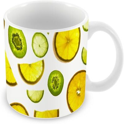 Non communiqué Fabulous Mug céramique Rondelles de Citrons jaunes Verts et Kiwis Blanc - Publicité Non communiqué Fabulous Mug céramique Rondelles de Citrons jaunes Verts et Kiwis Blanc - Publicité