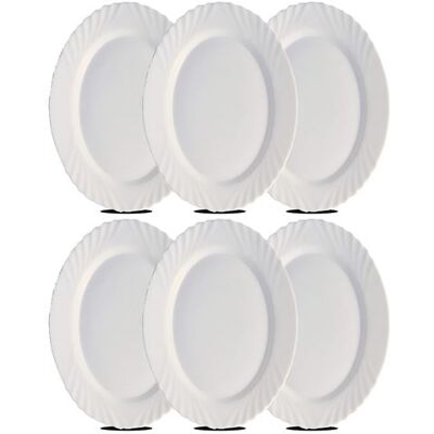 Non communiqué Lot de 6 plat oval, assiette de service coloris blanc en verre - Longueur 36 x Profondeur 34 x Hauteur 2 cm -JUANIO- Blanc - Publicité Non communiqué Lot de 6 plat oval, assiette de service coloris blanc en verre - Longueur 36 x Profondeur 34 x Hauteur 2 cm -JUANIO- Blanc - Publicité
