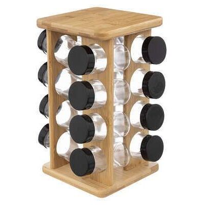 Secret de Gourmet - Présentoir à épices rotatif - 16 pots - Bambou Beige - Publicité Secret de Gourmet - Présentoir à épices rotatif - 16 pots - Bambou Beige - Publicité