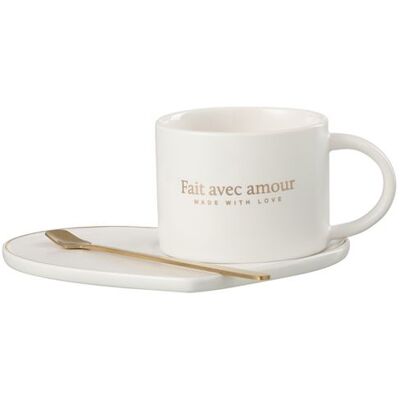 Non communiqué JOLIPA Coffret tasse, soucoupe en porcelaine blanche et cuillère coeur BLANC - Publicité Non communiqué JOLIPA Coffret tasse, soucoupe en porcelaine blanche et cuillère coeur BLANC - Publicité