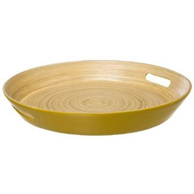 5FIVE - Plateau de bambou 42cm - Jaune moutarde - Serving Tray - Publicité 5FIVE - Plateau de bambou 42cm - Jaune moutarde - Serving Tray - Publicité