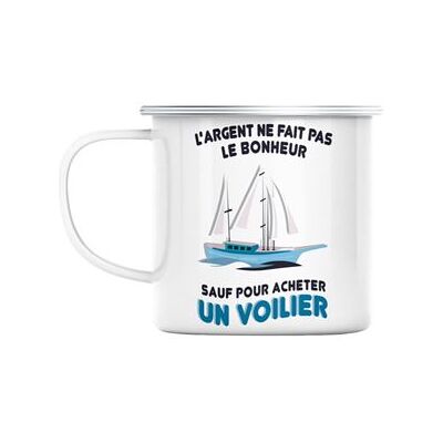 Non communiqué Mug en métal émaillé Voilier - l'argent ne fait Blanc - Publicité Non communiqué Mug en métal émaillé Voilier - l'argent ne fait Blanc - Publicité