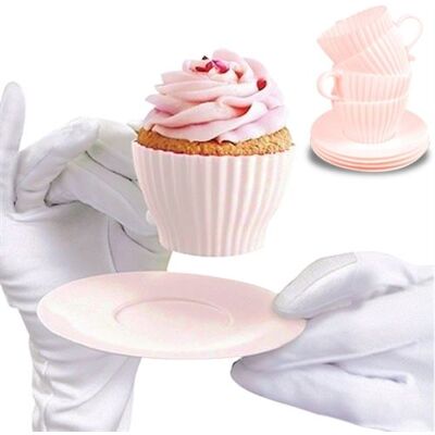 Set de Moules à Muffins en Silicone Eurowebbiz - 4 Tasses et Sous-tasses - Publicité Set de Moules à Muffins en Silicone Eurowebbiz - 4 Tasses et Sous-tasses - Publicité