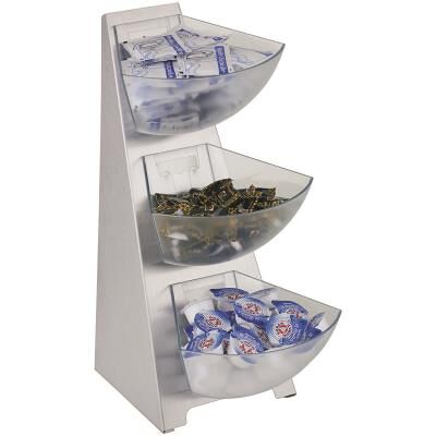 VISIODIRECT Rack présentoir en inox brossé + 3 bols en polypropylène D : 190x210x410 mm Inox - Publicité VISIODIRECT Rack présentoir en inox brossé + 3 bols en polypropylène D : 190x210x410 mm Inox - Publicité