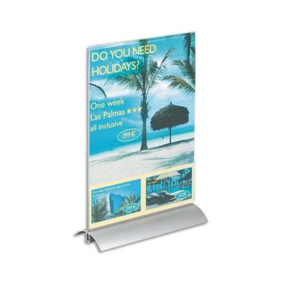 VISIODIRECT Présentoir de table base en aluminium et plaque transparente A4 Dim. L21,2 x H32,3 x P8,5 cm - Publicité VISIODIRECT Présentoir de table base en aluminium et plaque transparente A4 Dim. L21,2 x H32,3 x P8,5 cm - Publicité