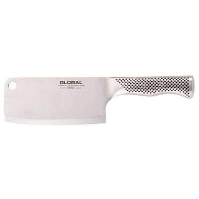 La Brunoise Couperet de cuisine professionnel. Lame en acier inoxydable. G12. Marque ""GLOBAL"". 440 g. L 160 mm. acier inoxydable - Publicité La Brunoise Couperet de cuisine professionnel. Lame en acier inoxydable. G12. Marque ""GLOBAL"". 440 g. L 160 mm. acier inoxydable - Publicité