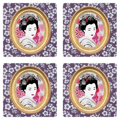 Cbk Set de 4 dessous de verres Geisha Multicolore - Publicité Cbk Set de 4 dessous de verres Geisha Multicolore - Publicité