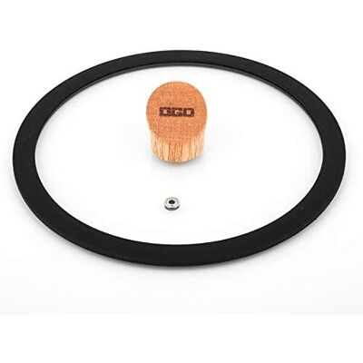 Couvercle Ogo Ector en verre avec poignée en bois 20 cm Transparent - Publicité Couvercle Ogo Ector en verre avec poignée en bois 20 cm Transparent - Publicité