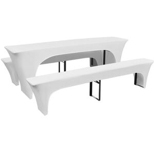vidaXL Ensemble de 3 housses blanches pour table et bancs - Housses pour table et bancs - Publicité vidaXL Ensemble de 3 housses blanches pour table et bancs - Housses pour table et bancs - Publicité