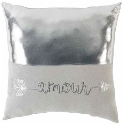 Douceur d'intérieur Coussin Déco "Amour" 40x40cm Argent Gris - Publicité Douceur d'intérieur Coussin Déco "Amour" 40x40cm Argent Gris - Publicité