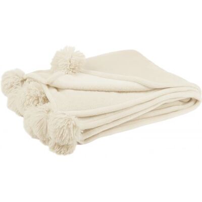 Paris Prix Plaid pompon polyester crème - J-line - Beige - Polyester Beige - Publicité Paris Prix Plaid pompon polyester crème - J-line - Beige - Polyester Beige - Publicité