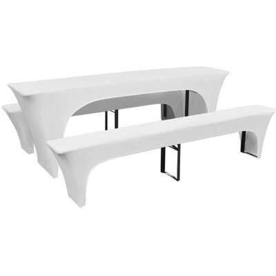 vidaXL Ensemble de 3 housses blanches pour table et bancs - Housses pour table et bancs - Publicité vidaXL Ensemble de 3 housses blanches pour table et bancs - Housses pour table et bancs - Publicité