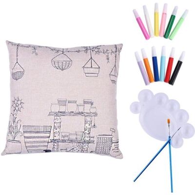 NOV@GO Housse Coussin / taie d’Oreiller en Tissu à colorier et à Personnaliser ( Pinceaux et peinture fournis ) ( Poterie ) - Publicité NOV@GO Housse Coussin / taie d’Oreiller en Tissu à colorier et à Personnaliser ( Pinceaux et peinture fournis ) ( Poterie ) - Publicité