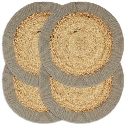 vidaXL Sets de 4 Tovagliette Naturel Gris 38cm Jute Coton - Publicité vidaXL Sets de 4 Tovagliette Naturel Gris 38cm Jute Coton - Publicité