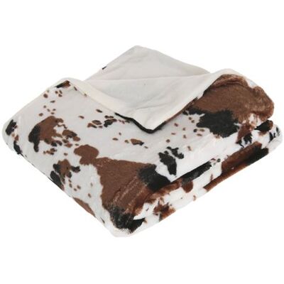 Atmosphera - Plaid Vache - 130 x 160 cm - Blanc et marron Blanc - Publicité Atmosphera - Plaid Vache - 130 x 160 cm - Blanc et marron Blanc - Publicité
