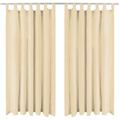 vidaXL Rideaux en micro-satin 2 pièces avec boucles Beige - Rideaux - Publicité vidaXL Rideaux en micro-satin 2 pièces avec boucles Beige - Rideaux - Publicité