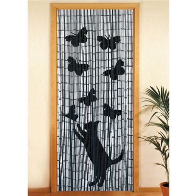 Wenko - Rideau de porte Chat et Papillon - Bambou - 90 x 200 cm - Gris Gris - Publicité Wenko - Rideau de porte Chat et Papillon - Bambou - 90 x 200 cm - Gris Gris - Publicité