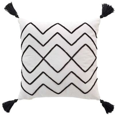 Non communiqué Housse de Coussin à Pompons "Coline" 40x40cm Naturel & Noir Noir - Publicité Non communiqué Housse de Coussin à Pompons "Coline" 40x40cm Naturel & Noir Noir - Publicité
