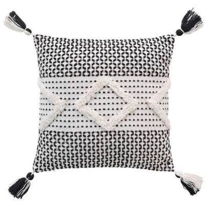 Non communiqué Housse de Coussin à Pompons "Sally" 40x40cm Noir & Blanc Noir - Publicité Non communiqué Housse de Coussin à Pompons "Sally" 40x40cm Noir & Blanc Noir - Publicité