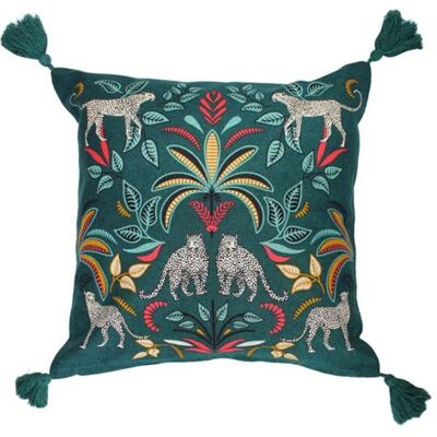 Non communiqué Housse de Coussin Pompons "Malaga" 40x40cm Bleu Bleu - Publicité Non communiqué Housse de Coussin Pompons "Malaga" 40x40cm Bleu Bleu - Publicité