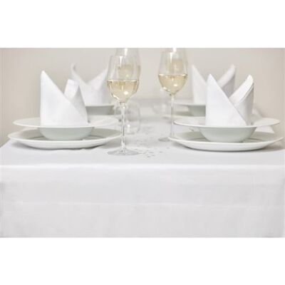 Nappe en satin blanc Mitre Luxury - Publicité Nappe en satin blanc Mitre Luxury - Publicité
